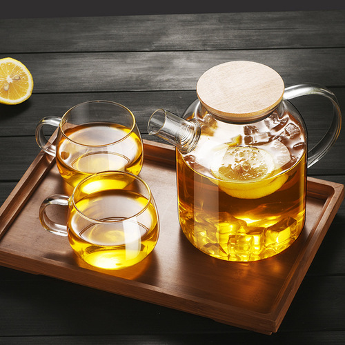 Cold kettle teapot glass high temperature resistant explosion-proof household cold kettle teapot water cup cool white kettle flower teapot