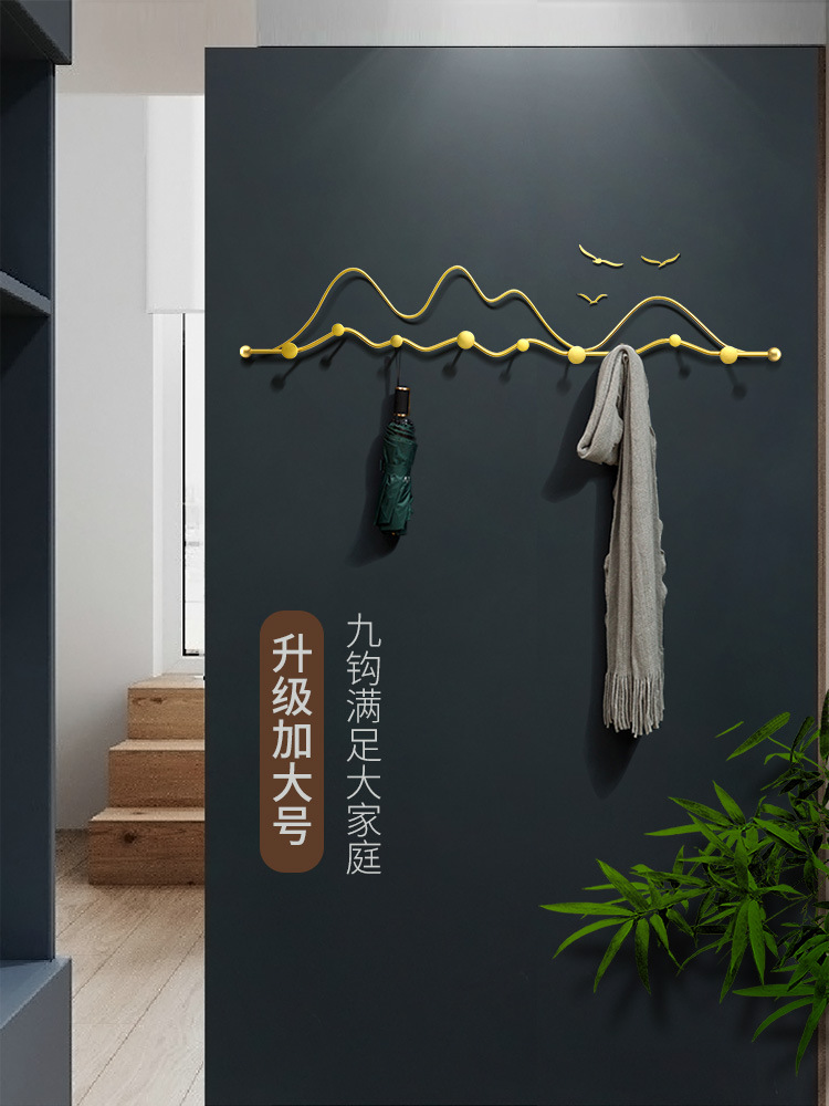 L&輕奢創意門後衣帽掛鈎玄關掛衣架現代牆上掛衣鈎時尚金屬牆壁壁