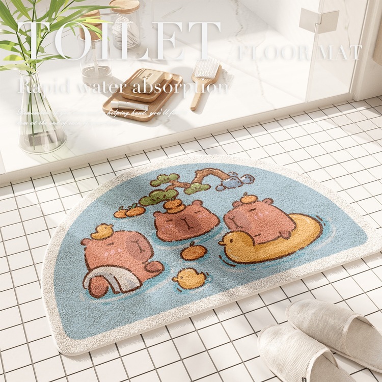 Kapibala Absorbent Cashmere Floor Mat Bathroom Door Entrance Bathroom Anti-slip Mat Toilet Door Cute Foot Mat