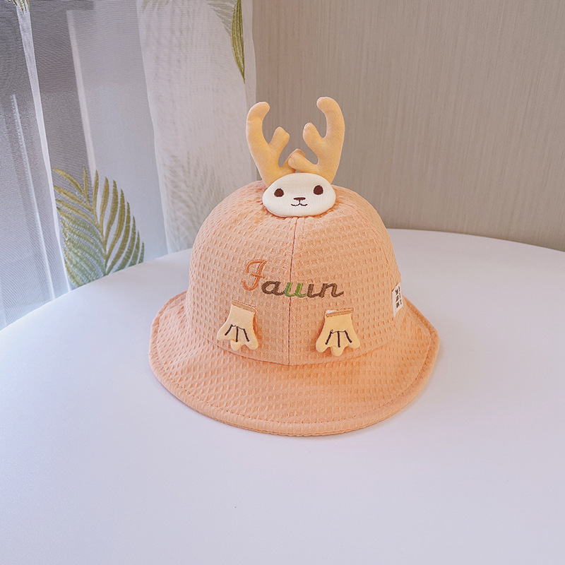 Cute Cartoon Solid Color Little Deer Fisherman Hat Wholesale display picture 3