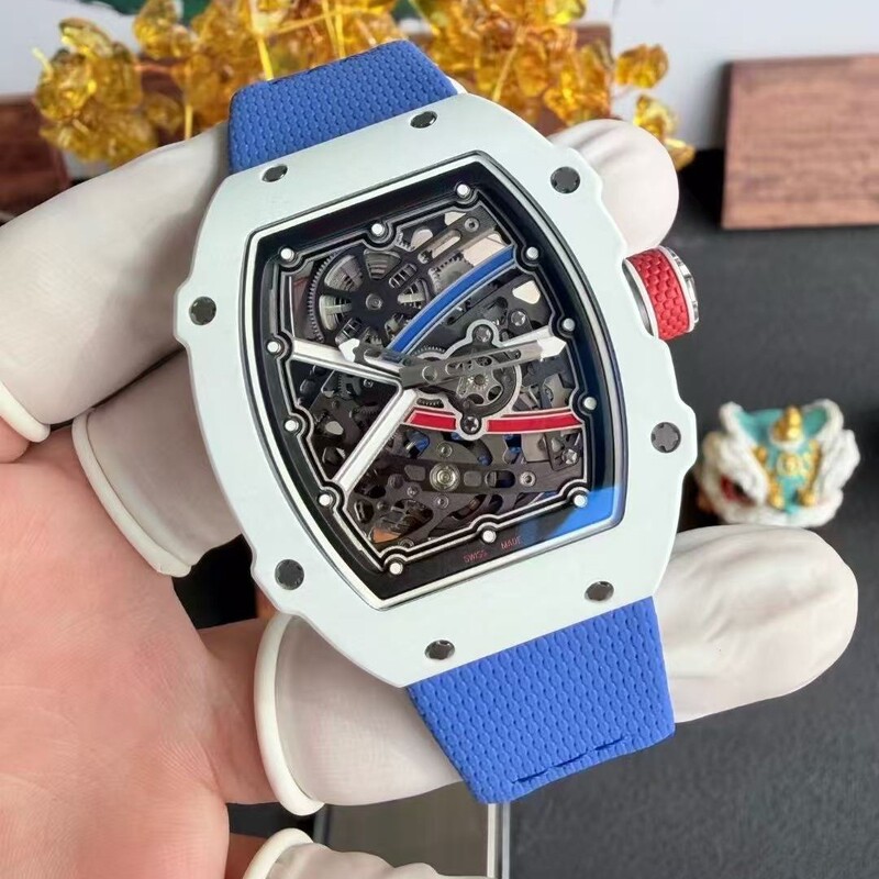 Richard Mille Rm67-03 Carbon Fiber Mechanical Barrel-Shaped Transparent Case Skeleton Luminous Waterproof Men's Watch