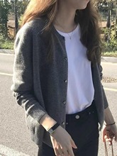 撤柜清仓针织羊绒开 衫外套女衫2025秋季短款圆领宽松外套大尺码