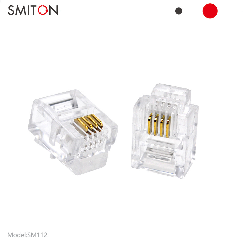 铜片 镀金 水晶头  RJ11 6P4C 电话头 透明 电话机专用1000个/包