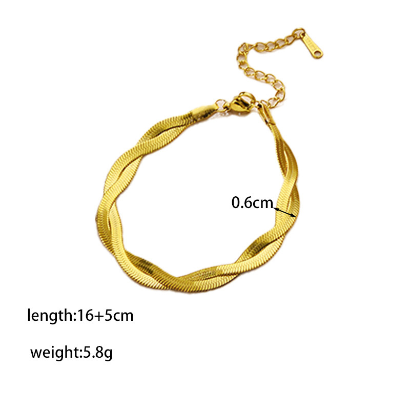 ヨーロッパとアメリカの絶妙な 18 K ゴールドメッキステンレス鋼ネックレスチタン鋼人気の二層クロスフラットスネークチェーンネックレスジュエリー女性用|undefined