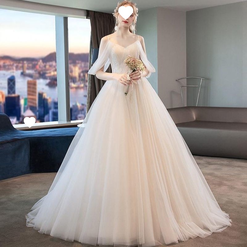 Wedding Dress 2025 New Bridal Wedding One-Shoulder Lace Wedding Dress Forest Style Slimming Floor-Length Direct Sale Straight Hair