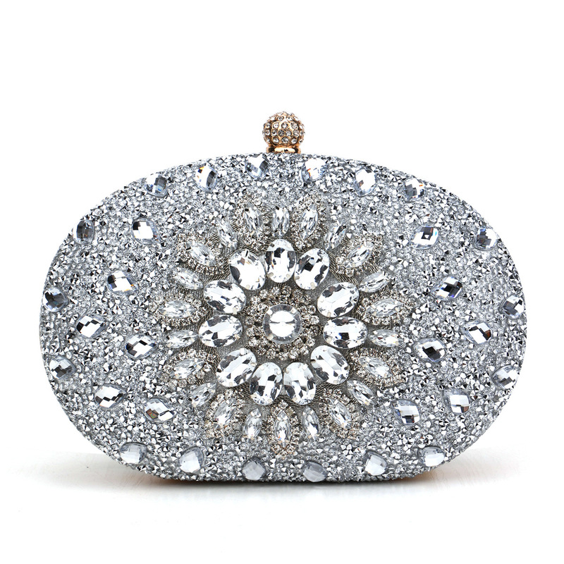 Cross-Border Hot-Selling Light Luxury Diamond-Encrusted Evening Bag, Fashionable and Elegant Women's Clutch Bag, Exquisite Prom Dress, Stylish