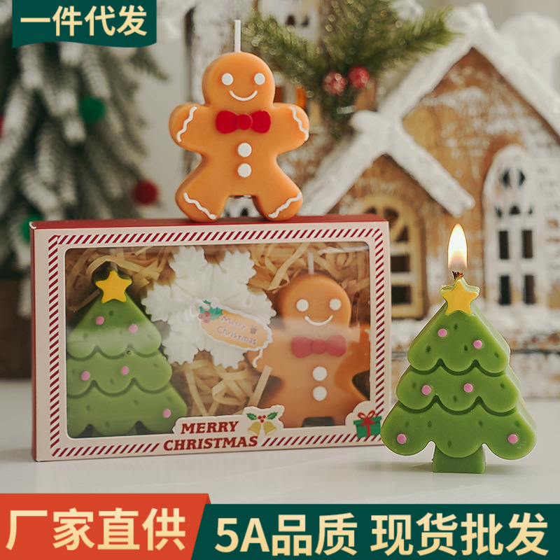 Navidad creativa vela navideña con mano regalo de vela pan de jengibre hombre modelado a mano vela de perfume al por mayor