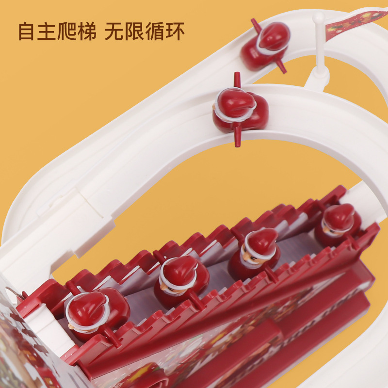 爆款圣诞老人自动爬楼梯玩具儿童灯光音乐电动轨道滑滑梯玩具批发|undefined