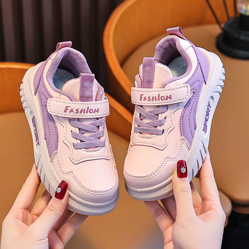 Zapatillas para niños, zapatos para niños, 2025, nueva primavera, cuero, zapatos deportivos de suela suave para niñas, zapatos casuales antideslizantes, todo fósforo