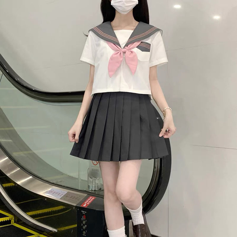 그레이 칼라 파우더 3 기본 JK 유니폼 학생 유니폼 클래스 소프트 언니 세트 일본 대학 스타일 성능 세트