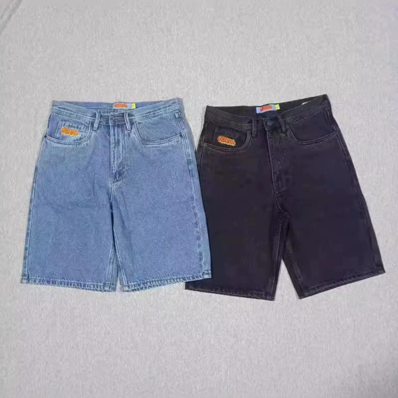 2024 летний новый американский ретро вымытые старые джинсовые шорты мужские свободные прямые повседневные брюки