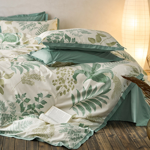 American pastoral style cotton 60-count Xinjiang long-staple cotton four-piece set pure cotton printed quilt cover sheet and fitted sheet set