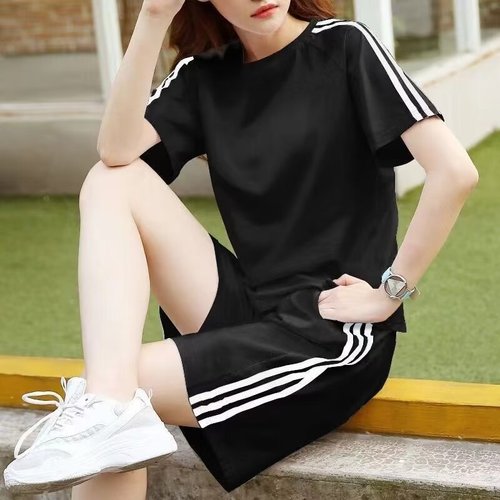 New Team Building Uniform Summer Trendy Fashion Class Uniform for Physical Education Examination Leisure Sports Set for Both Men and Women Double Bar Short Sleeve