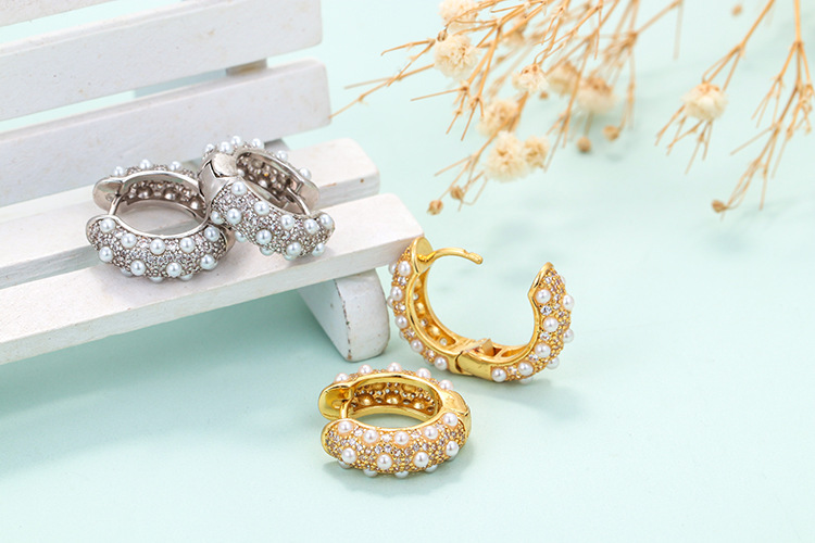 Copper Material Geometric Pattern Fashion Geometric Plating Copper Zircon Copper Earrings