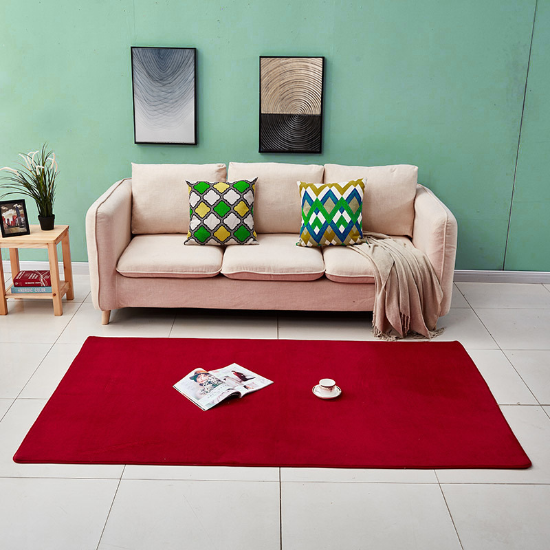 Simple color sólido Alfombra de lana de coral nórdico sala de estar mesa de café estera fresca ins hogar cama manta suave mascota mat