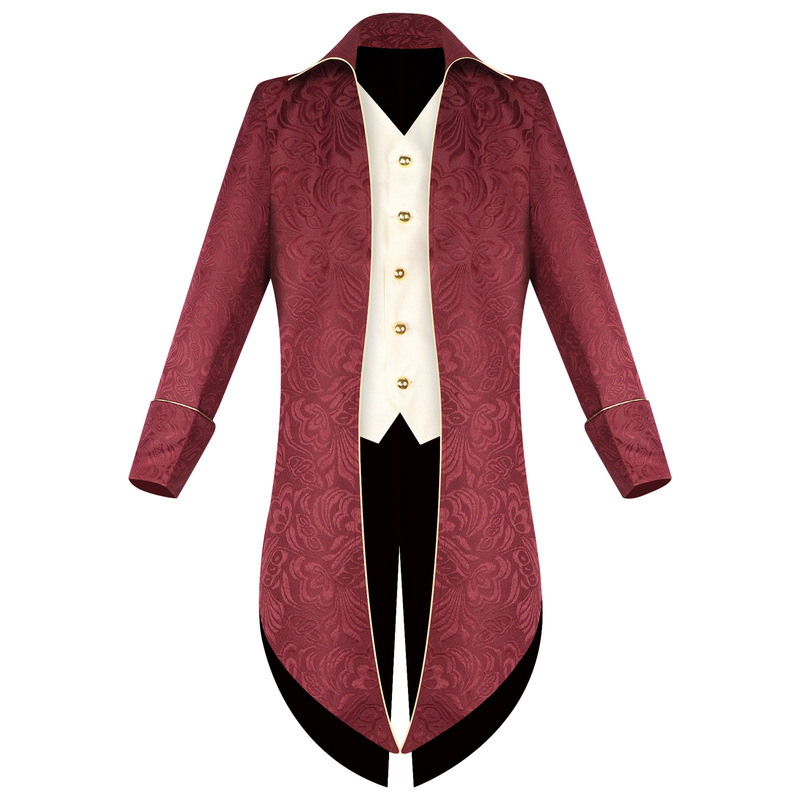 Cross-Border Medieval Cosplay Costume European and American Retro Mid-Length Tailcoat Men's Suit Cosplay Halloween Party Outfit