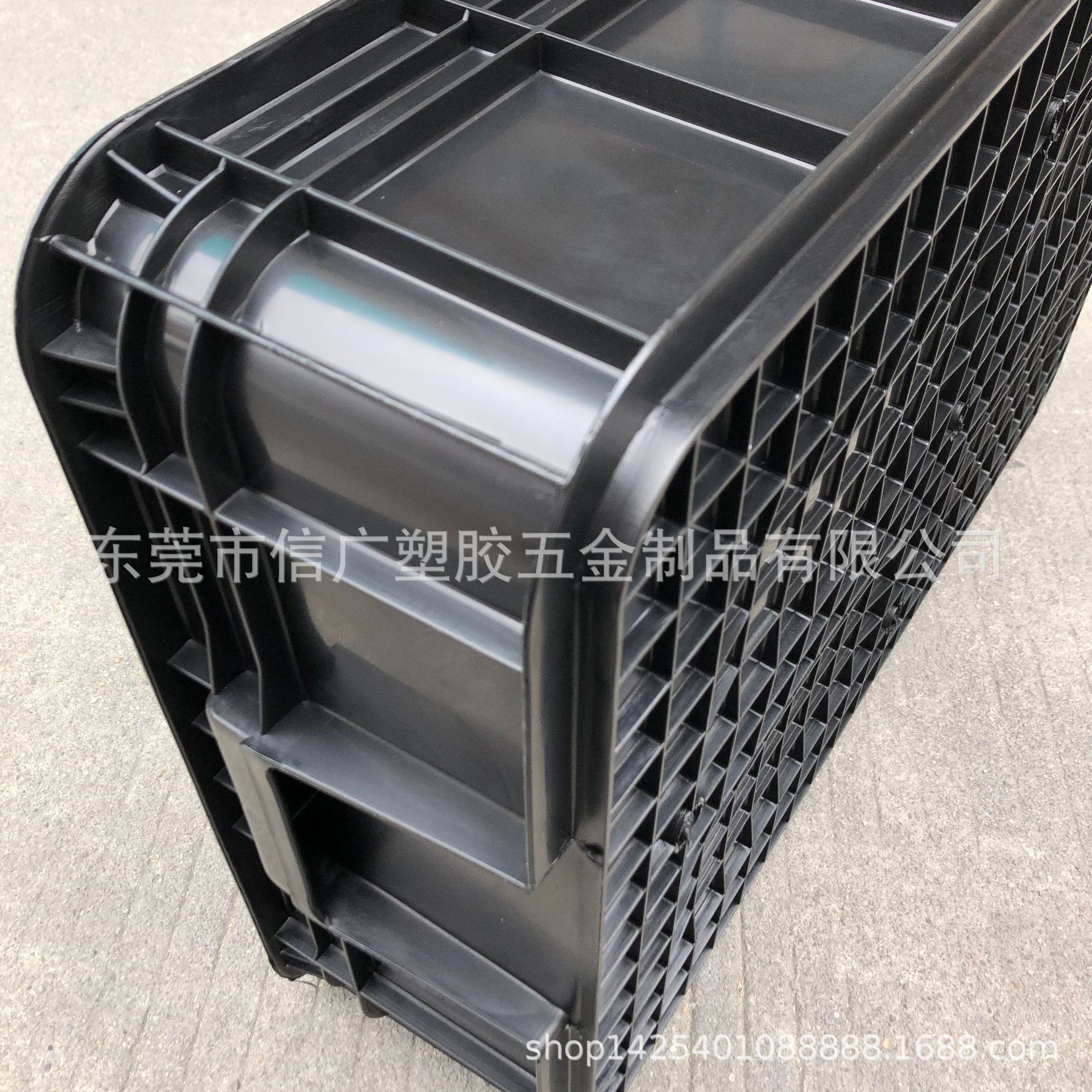 480*360*325 PP全新料黑色防静电仓储物流运输周转箱可套叠带盖子