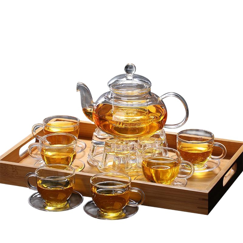 Juego de té de vidrio borosilicato fruta hierba flor tetera traje conjunto filtro Kung Fu tetera hogar tetera