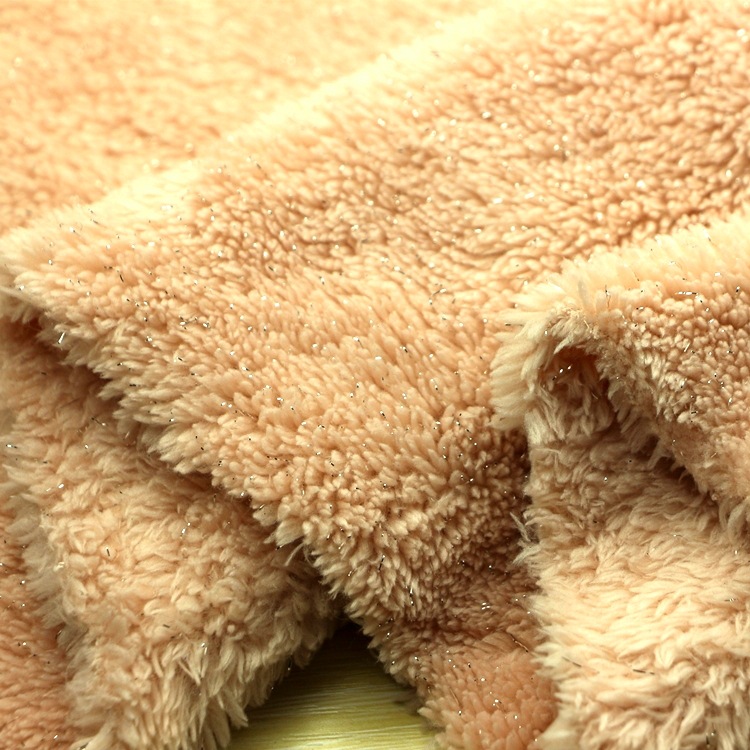 银丝羊羔绒舒棉绒面料全涤双面纬编银丝银葱双面梳棉绒舒棉绒布料