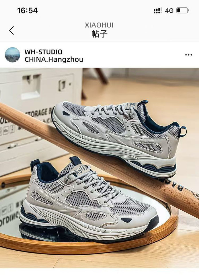 Giày thể thao nam sneaker thân lưới thoáng khí, đế cao su gót thấp, dây buộc, phong cách casual — F901 màu đen, F901 xám nhạt, F901 xám đậm chi tiết 2