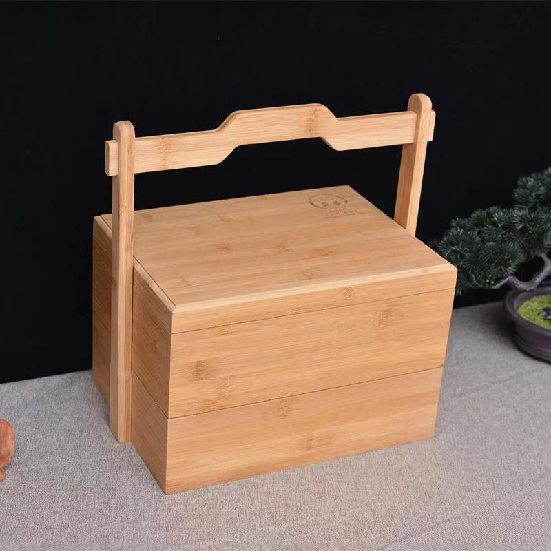 Bamboo Wood Special serving box basket Mid-Autumn Festival Spring Festival gift packaging wooden box wedding gift portable wooden box