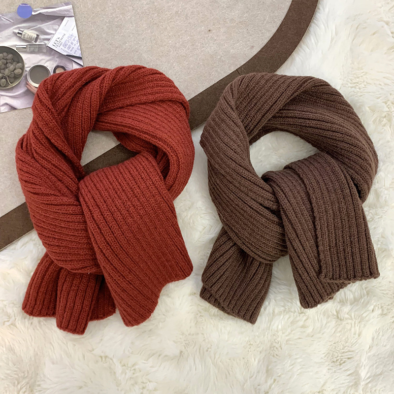 Pequeña bufandas de invierno para mujeres nuevos estudiantes de color sólido caliente pareja coreana estilo de lana de punto collar pequeño chal