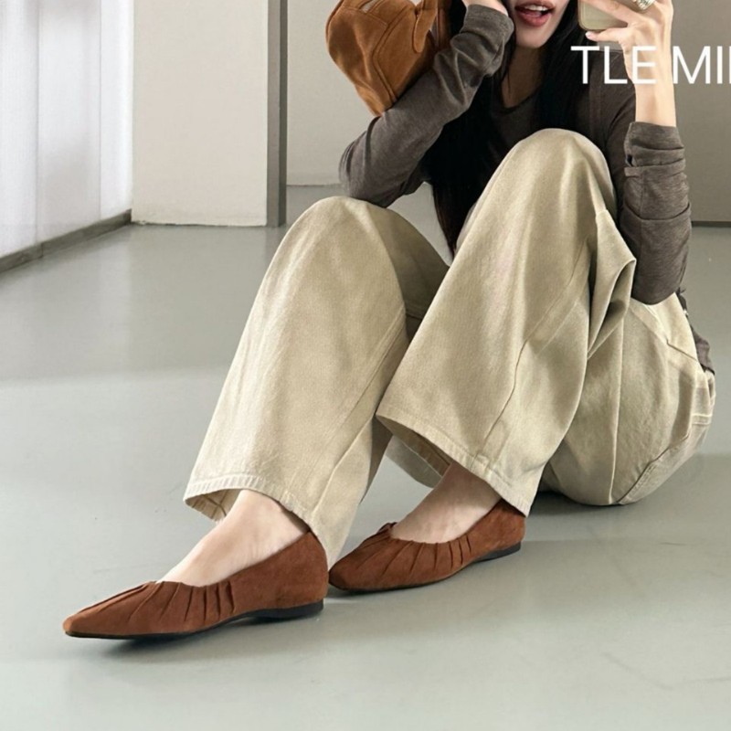 内增高绒面方头单鞋女鞋子2025新款秋季褶皱法式晚晚鞋黑色通勤鞋|undefined