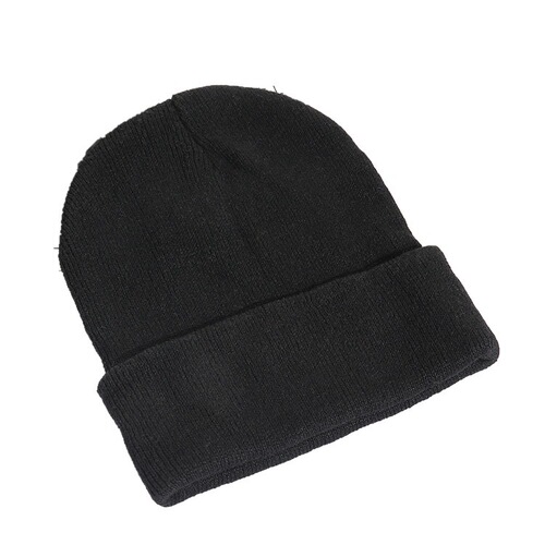 Black cold hat blank knitted hat men's hat foreign trade light plate polyester hat woolen hat polyester knitted hat