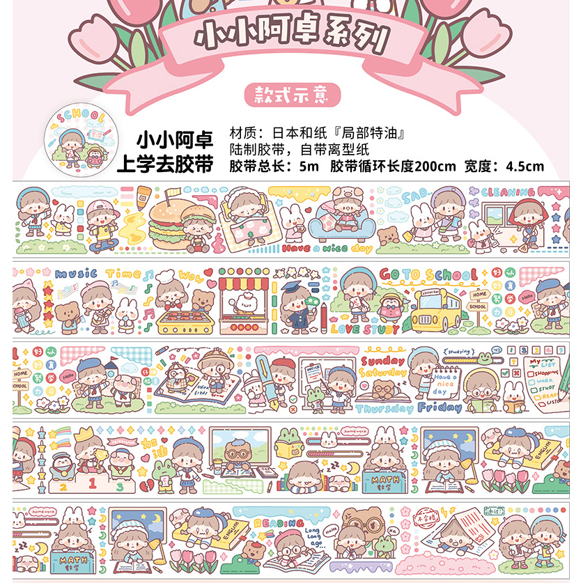 Official Azhu King and Paper Tape Collage Handmade Journal Decorative Sticker Special Oil Handnote Background Sticker