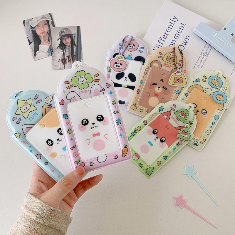 かわいい動物学生カードホルダー、スターチ�ングカード保護カバー、ポラロイド収納カバー、キャンパスカードペンダント収納ブック|undefined