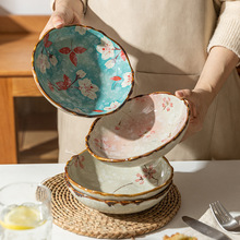 7.5inch Japanese Flowers Salad Bowl Ceramic Heat Resistant跨
