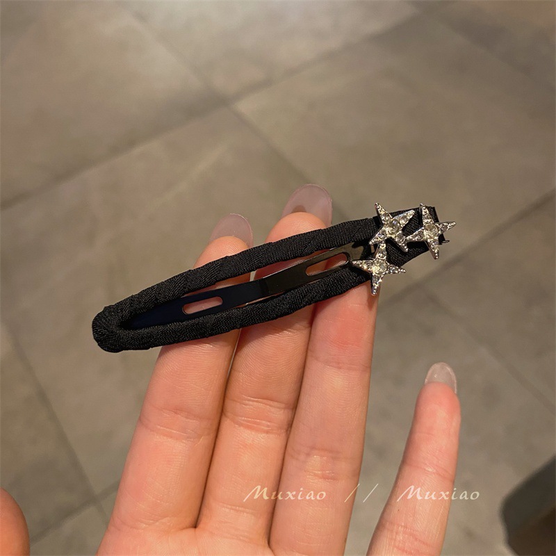 Fermaglio bb per capelli in tessuto nero stile coreano_voghion.com