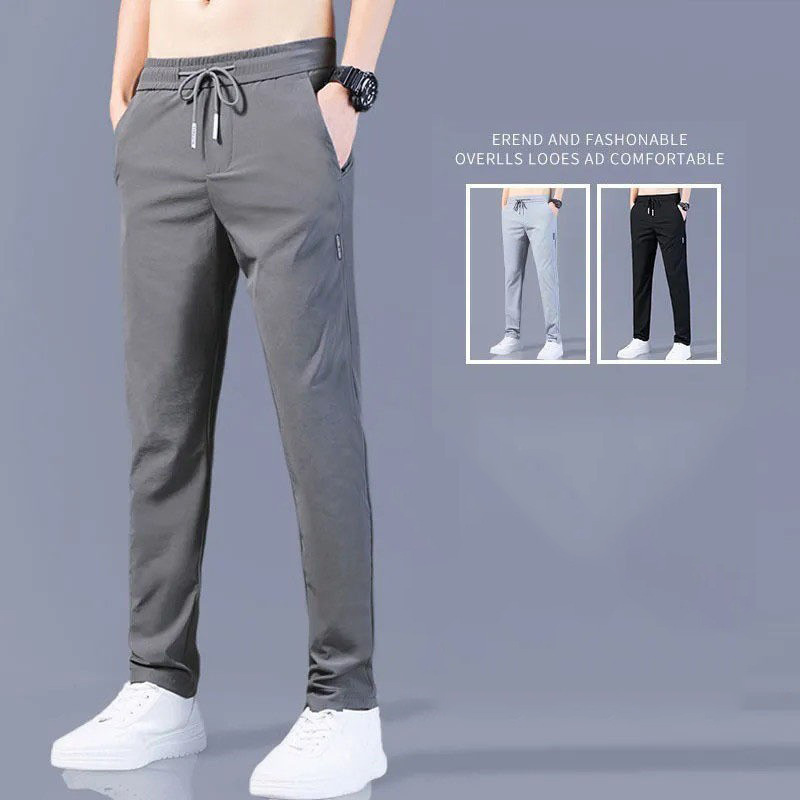 Summer Casual Pants Men's Trendy Slim-fit Straight-leg Trousers Korean Style Thin Ankle-length Pants Straight-leg Loose Sports Pants