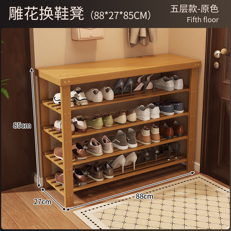 Zapatero integrado con banco para cambiar zapatos para uso doméstico en la entrada del pasillo, se puede usar para sentarse, banco de almacenamiento de zapatos de varias capas simple para apartamentos de alquiler. image 36