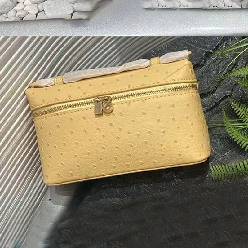 Small Square Box Lunch-Style Genuine Leather Handbag 2025 New Ostrich Grain Makeup Box Fashion Shoulder And Crossbody Bag For Women - Thumbnail 7