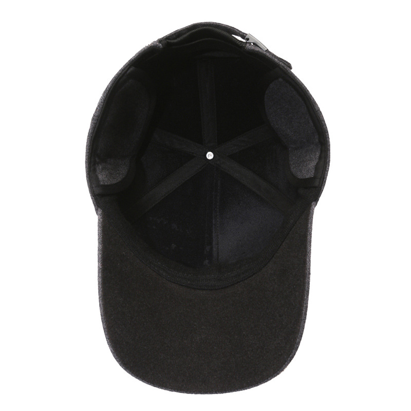 Embroidered Baseball Cap For Men Warm Winter Hat With Ear Flaps_voghion.com