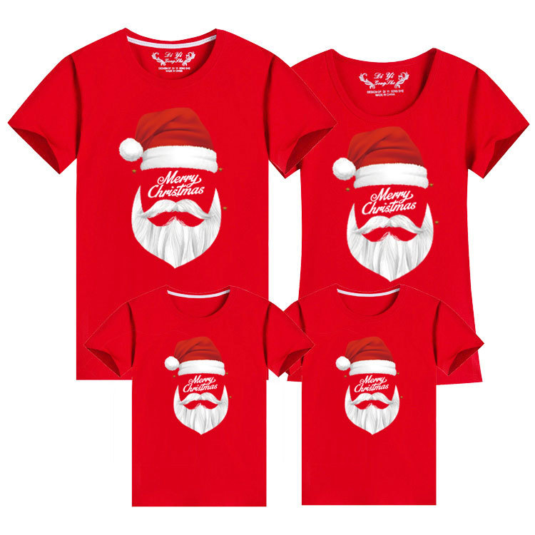 Matching short-sleeved T-shirts for families of three or four, perfect for Christmas activities, class uniforms, or mother-son/mother-daughter outfits.