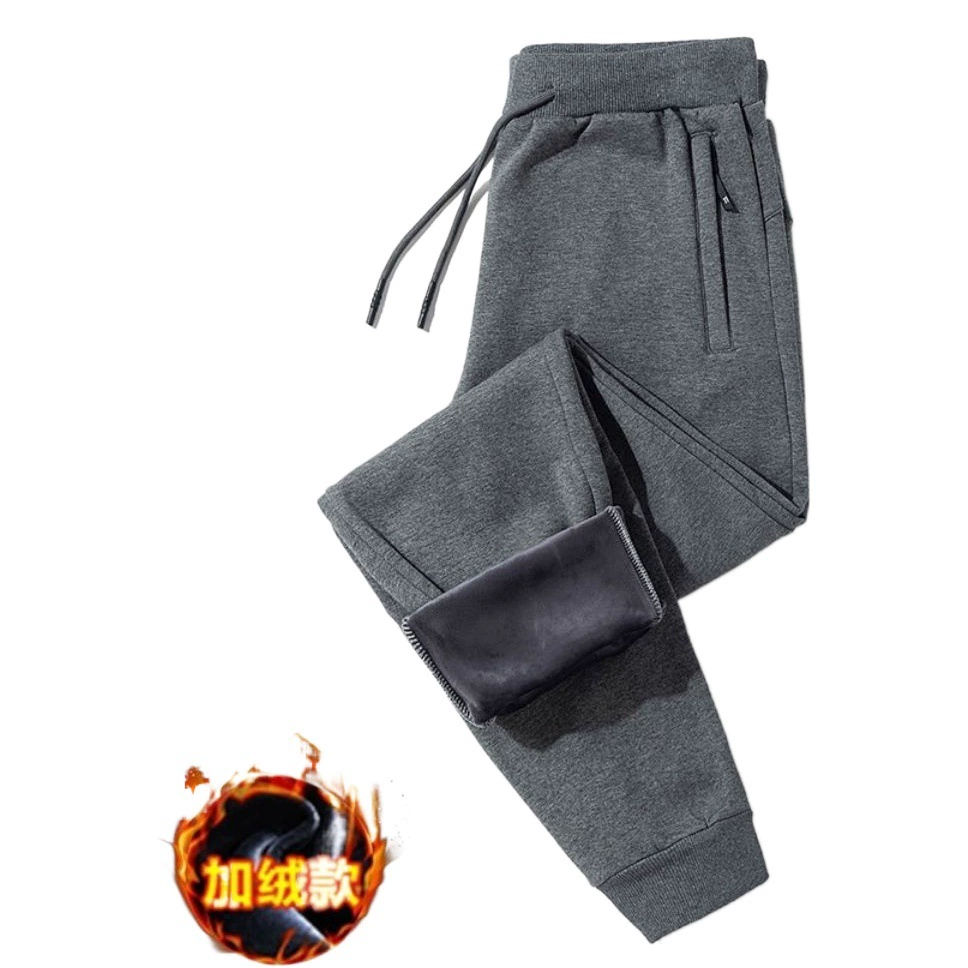 Мужские флисовые теплые повседневные брюки, прямые поставки с фабрики, однотонные длинные брюки-джоггеры свободного кроя, спортивные брюки, модные.