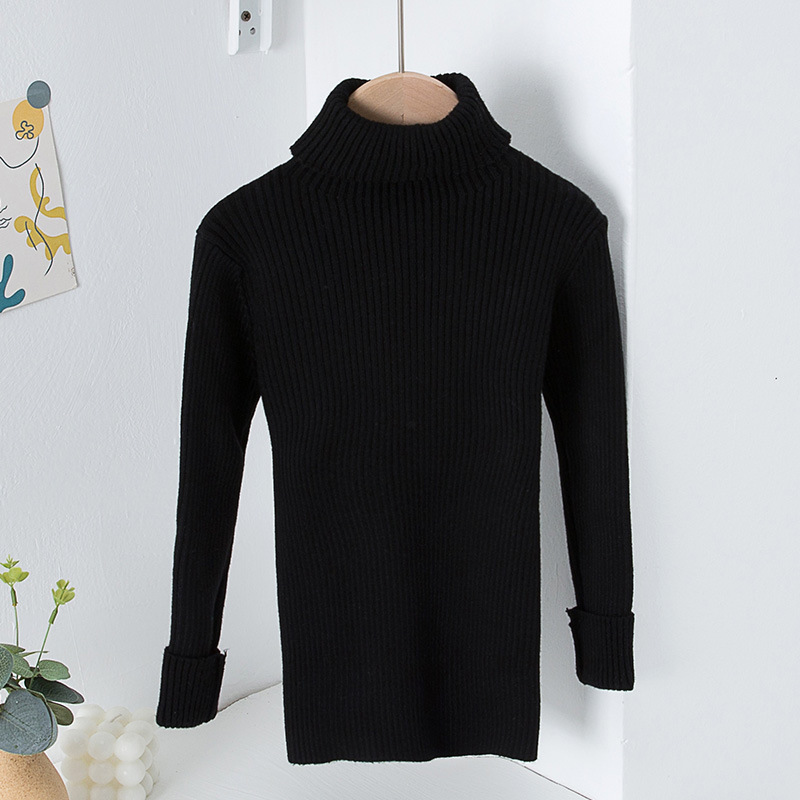 Suéter de cuello alto estilo coreano para niños y niñas, otoño/invierno 2025, capa base de punto, ropa infantil coreana con forro polar.