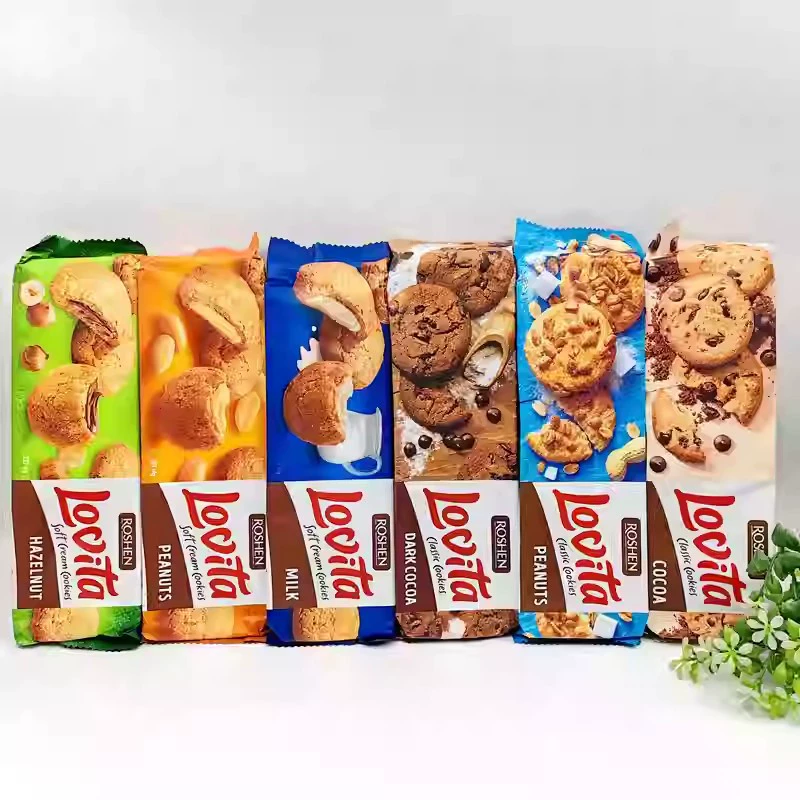 ROSHEN RushengLOVITA Печенье 150 г в коробке с арахисом и орехом фундуком сэндвич импортированные закуски