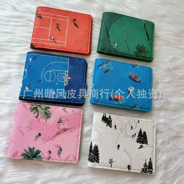 In-Stock Foreign Trade Ski-Themed Travel Small Card Holder Passport Wallet with Multiple Card Slots, Unisex Document Holder with Case