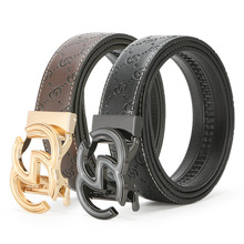 皮带男自动扣双C字母腰带中青年时尚休闲高档字母扣男 牛皮裤腰带