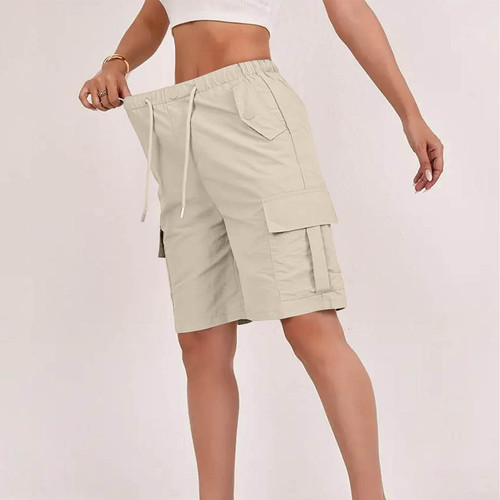 High-waist summer casual shorts pocket overalls button lace fashion trend