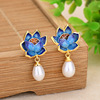 Fashionable ethnic fresh earrings from pearl, ethnic style, silver 925 sample