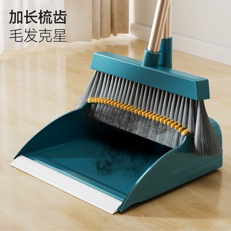 Mayflower Broom and Dustpan Set for Home Use, Rotating Broom with Upright Storage and Comb Teeth for Wind Resistance