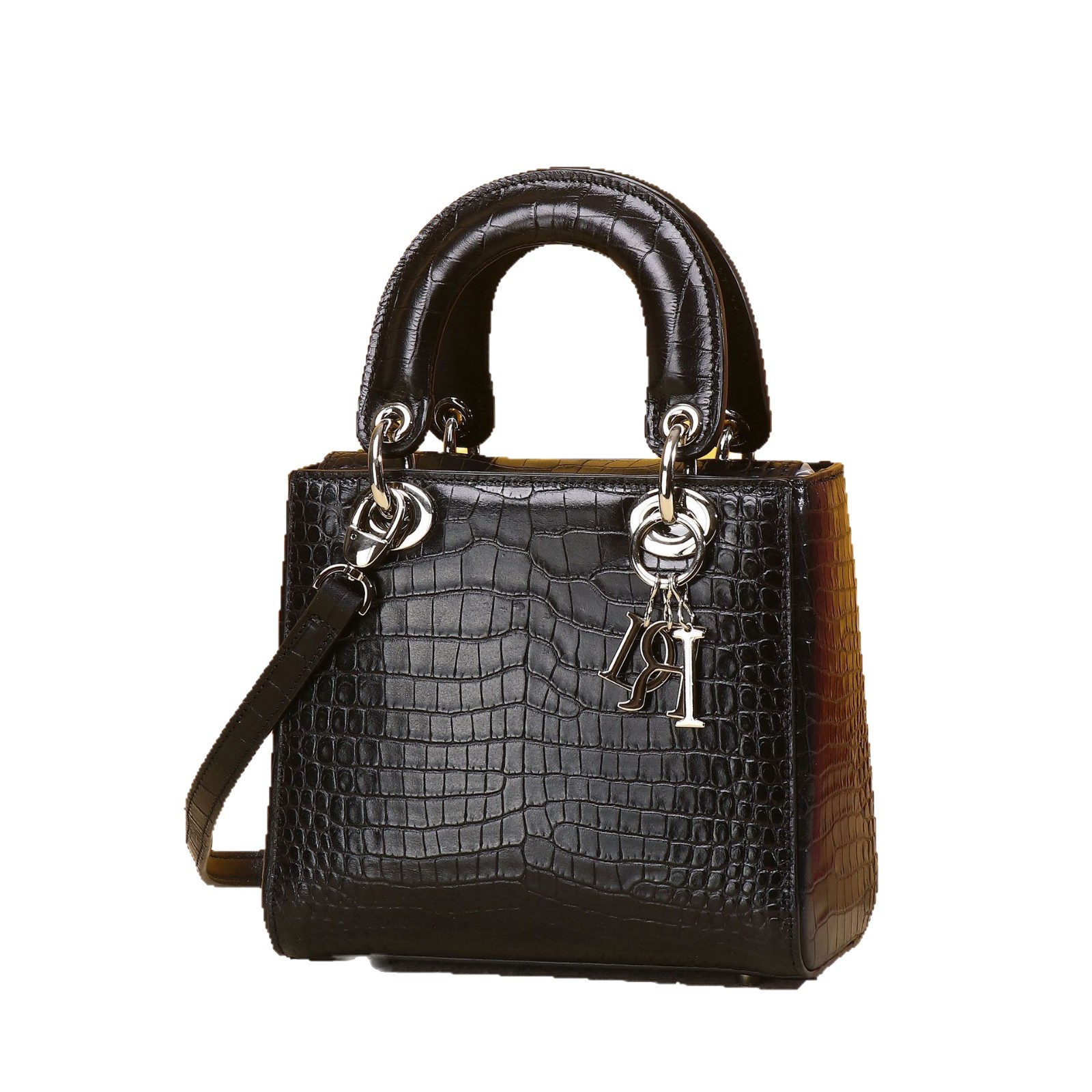 Túi bucket nữ da vân cá sấu phong cách Lady Dior, xách tay đeo chéo cao cấp