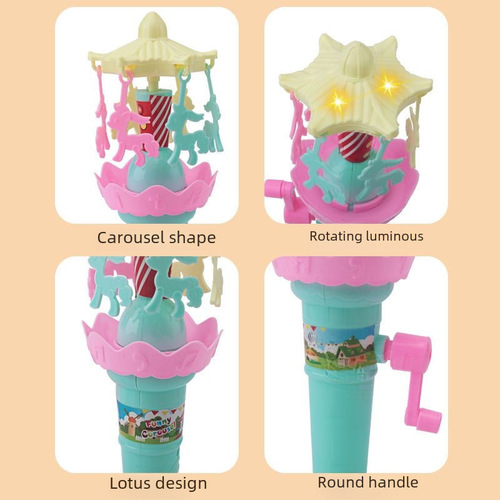 Children's toy creative light-up rotating carousel hand-crank educational kindergarten prize stall small gift night market supply