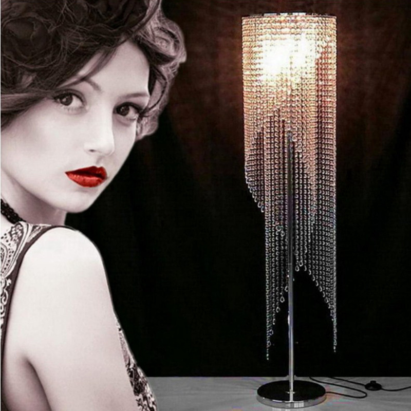 In-Stock European-Style Crystal Floor Lamp for Bedroom, Hotel, Model Room Decoration, Modern Light Luxury Home Use