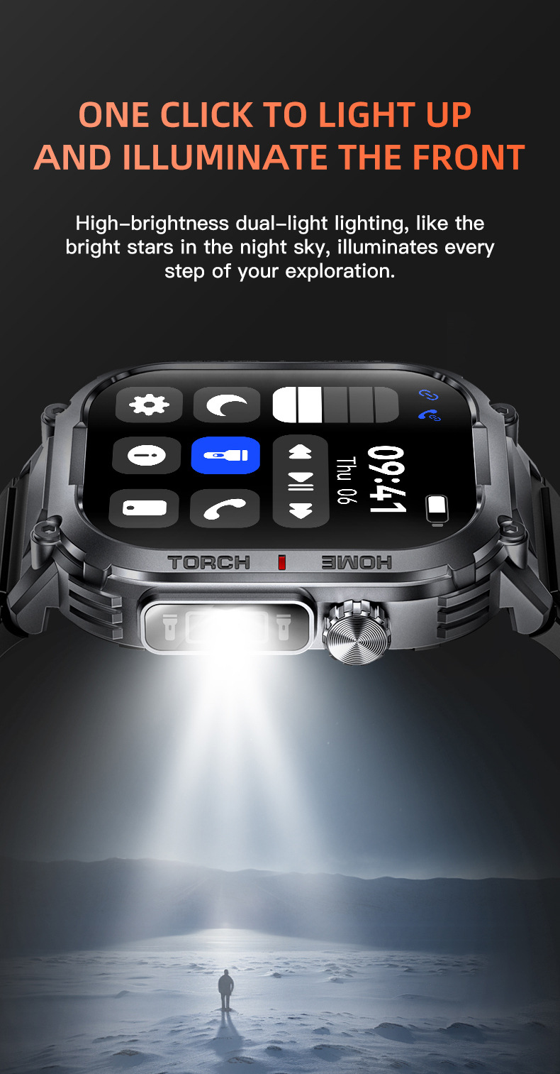 The new outdoor sports smartwatch S320B features Bluetooth communication and is water-resistant with a compass and 3ATM details Picture