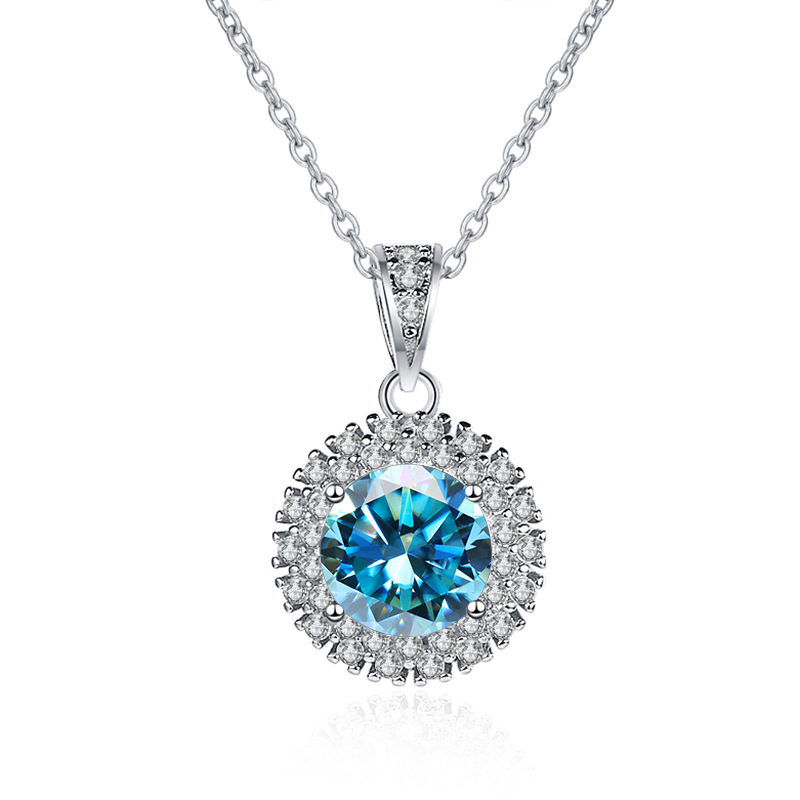 Colgante de plata esterlina s925 mujer collar de piedra de mozan bolso cuadrado brillante 1 quilate collar de diamante de mozan color D collar de diamante de mozan